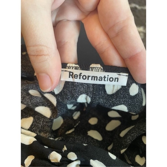 Reformation Beautiful Desmond Crop Polka Dot Coquette Blouse Black Size 4 - Picture 11 of 12